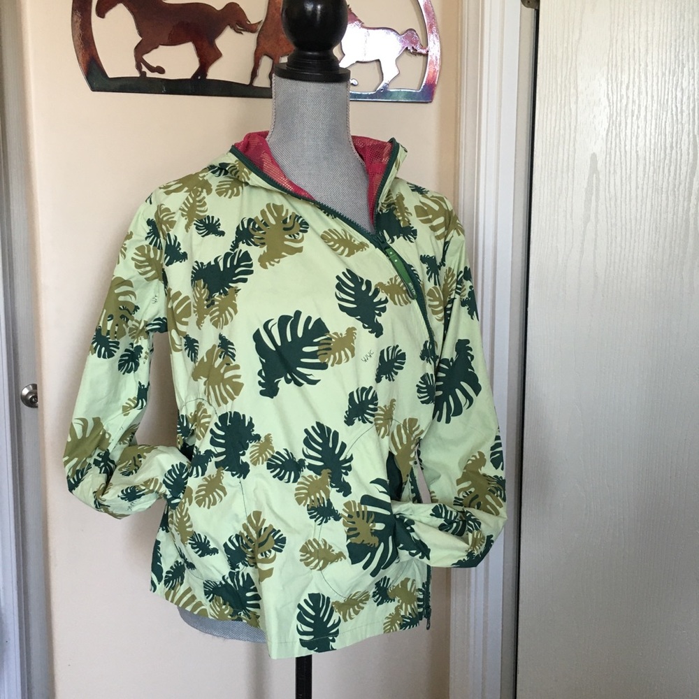 Skunkfunk SKFK Green Plant Leaf Windbreaker ~ Asymmetrical Monstera